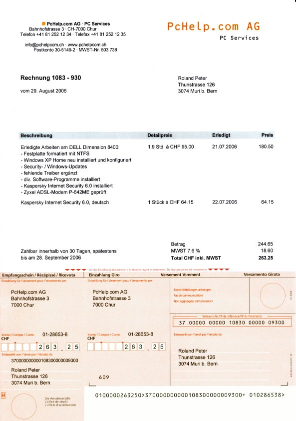 ESR-Rechnung